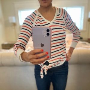 Anthropologie striped sweater with front tie